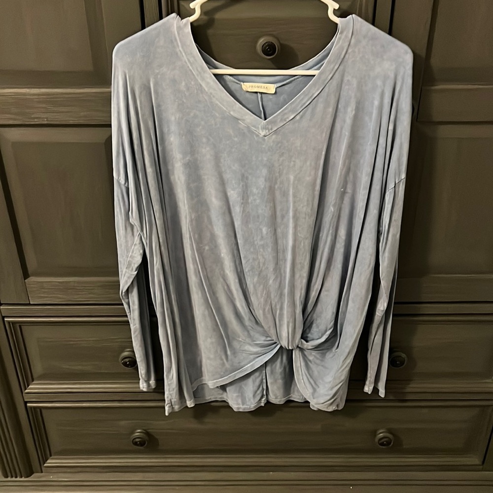 Woman’s large blue long sleeve shirt